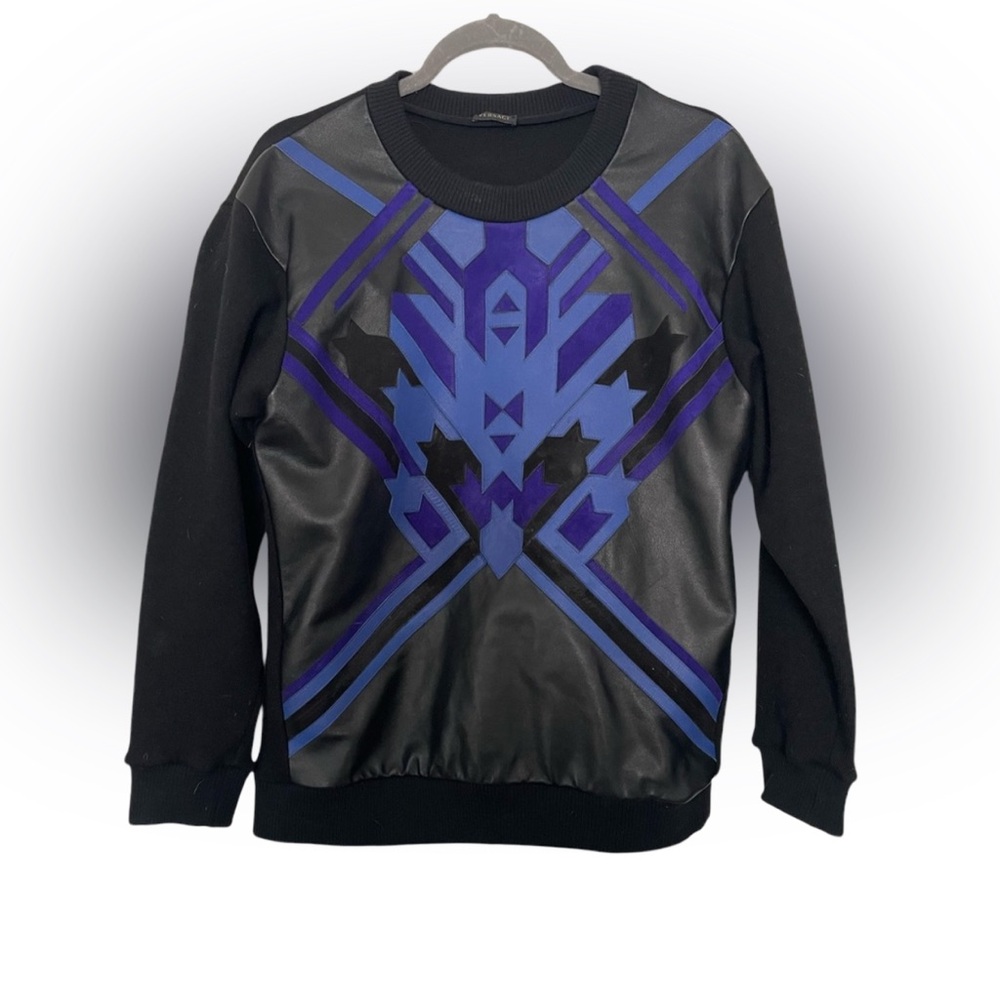 Versace leather, wool, suede sweater